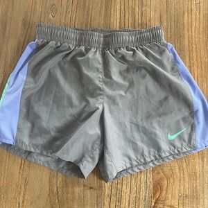 Kids Nike Gray Shorts with Blue and Green Accents, Size XL